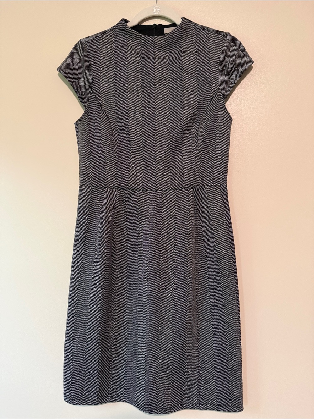 H&M Black and White Herringbone Midi Dress